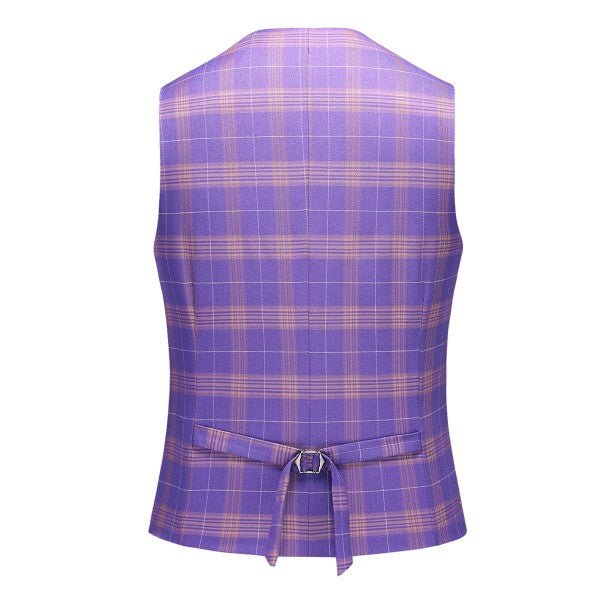 Mens 3 Piece Violet Plaid 2 Button Suit Set - Blu Lotus Boutique