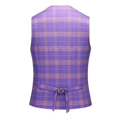 Mens 3 Piece Violet Plaid 2 Button Suit Set - Blu Lotus Boutique