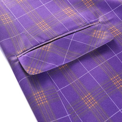 Mens 3 Piece Violet Plaid 2 Button Suit Set - Blu Lotus Boutique