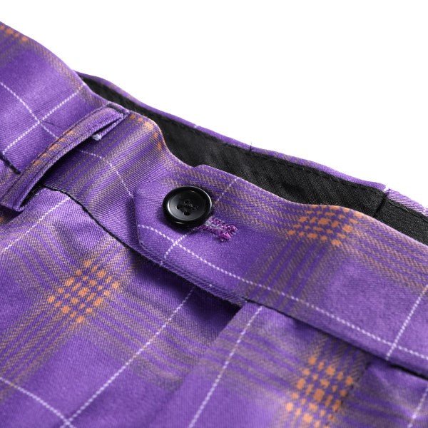Mens 3 Piece Violet Plaid 2 Button Suit Set - Blu Lotus Boutique