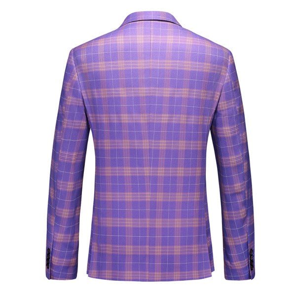 Mens 3 Piece Violet Plaid 2 Button Suit Set - Blu Lotus Boutique