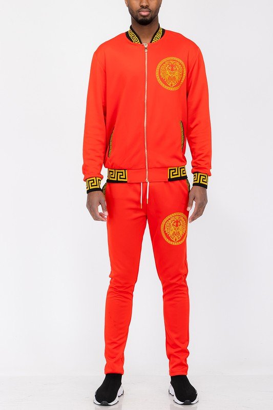 Mens Black and Gold Detail Track Suit - Blu Lotus Boutique