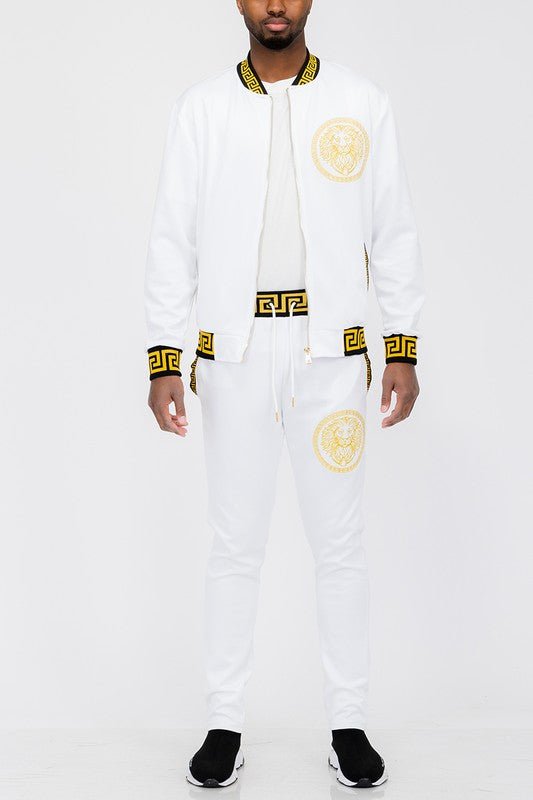 Mens Black and Gold Detail Track Suit - Blu Lotus Boutique