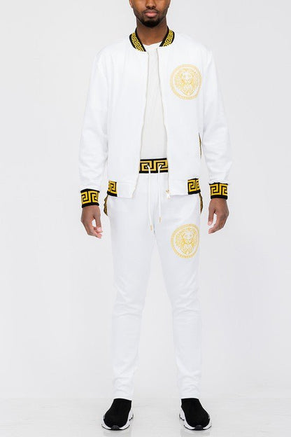 Mens Black and Gold Detail Track Suit - Blu Lotus Boutique