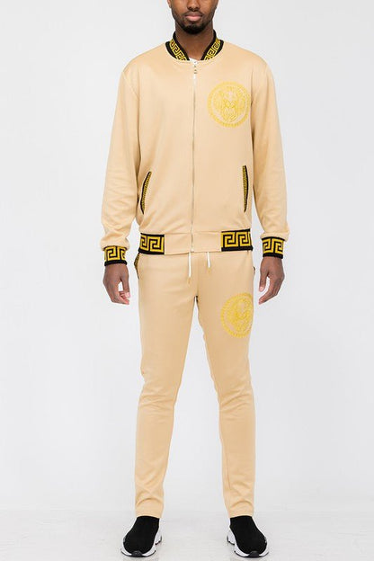 Mens Black and Gold Detail Track Suit - Blu Lotus Boutique
