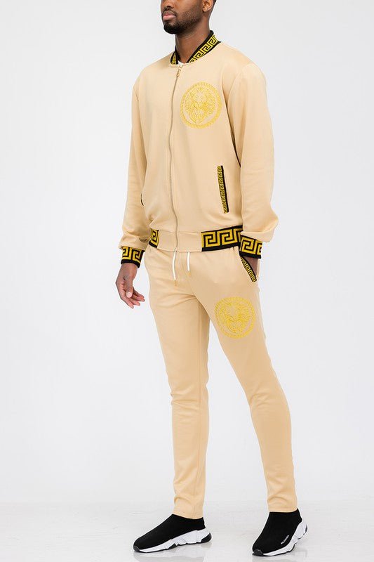Mens Black and Gold Detail Track Suit - Blu Lotus Boutique