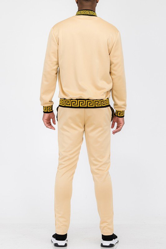 Mens Black and Gold Detail Track Suit - Blu Lotus Boutique