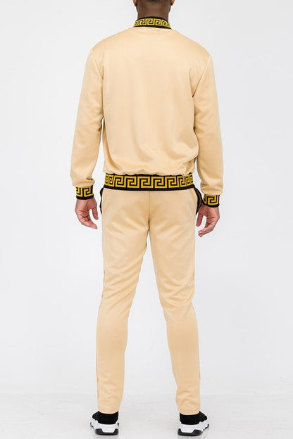 Mens Black and Gold Detail Track Suit - Blu Lotus Boutique