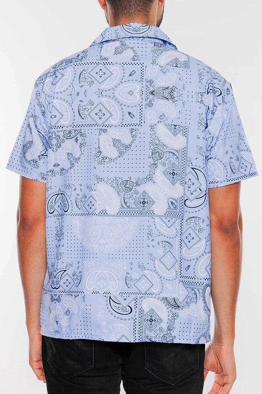 Mens Collared Print Button Down - Blu Lotus Boutique