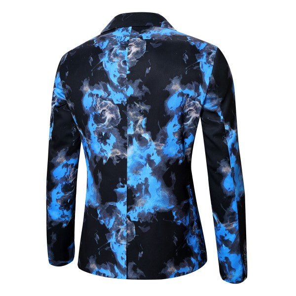Mens Flame Pattern 1 Button Blazer Jacket - Blu Lotus Boutique