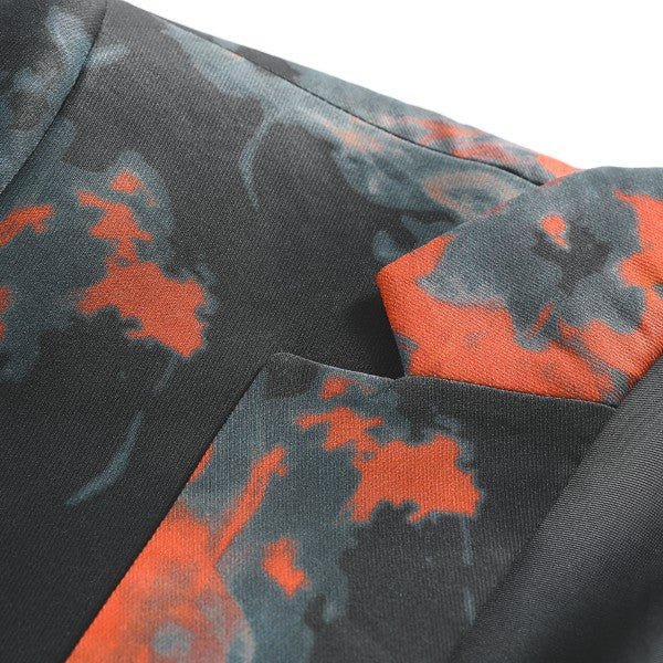 Mens Flame Pattern 1 Button Blazer Jacket - Blu Lotus Boutique