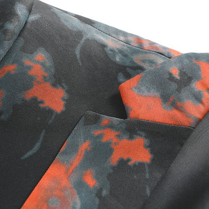 Mens Flame Pattern 1 Button Blazer Jacket - Blu Lotus Boutique
