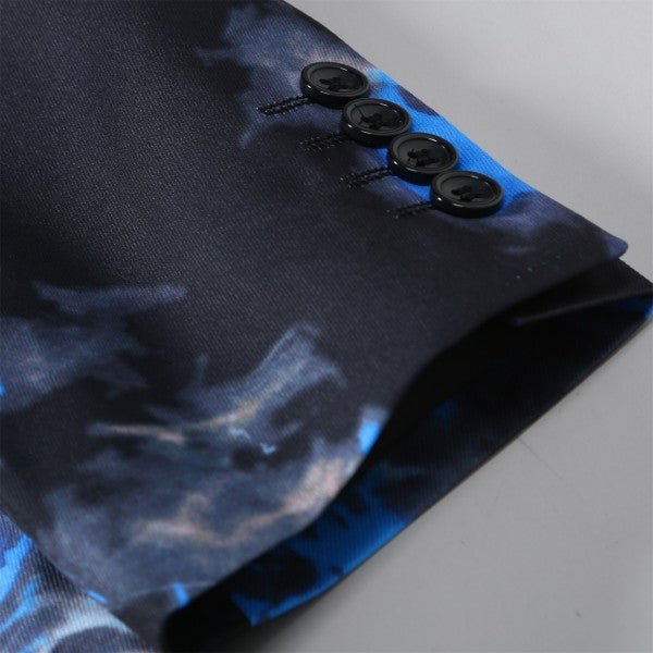 Mens Flame Pattern 1 Button Blazer Jacket - Blu Lotus Boutique