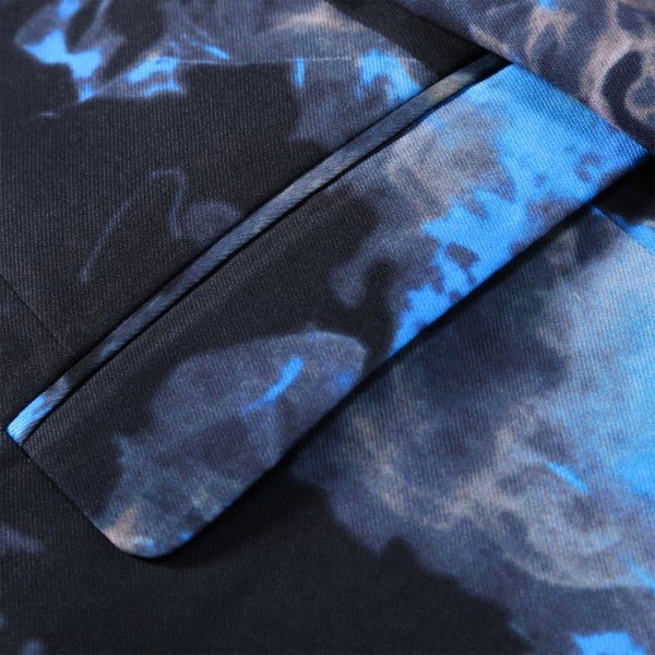Mens Flame Pattern 1 Button Blazer Jacket - Blu Lotus Boutique