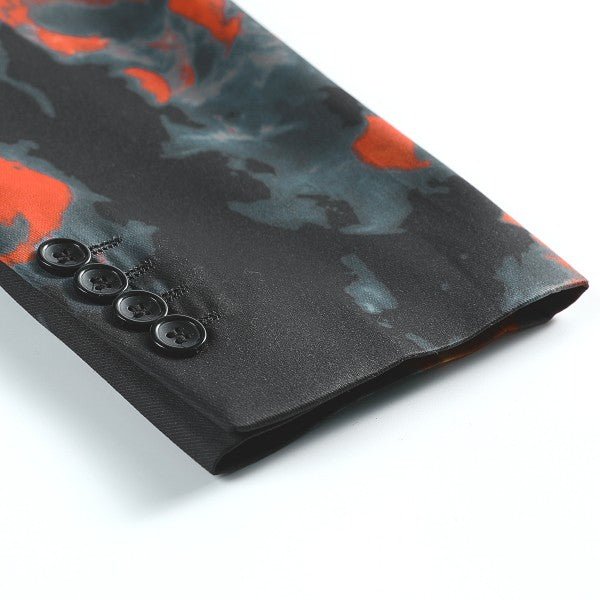 Mens Flame Pattern 1 Button Blazer Jacket - Blu Lotus Boutique