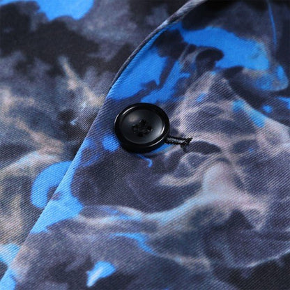 Mens Flame Pattern 1 Button Blazer Jacket - Blu Lotus Boutique