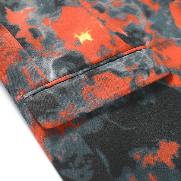 Mens Flame Pattern 1 Button Blazer Jacket - Blu Lotus Boutique