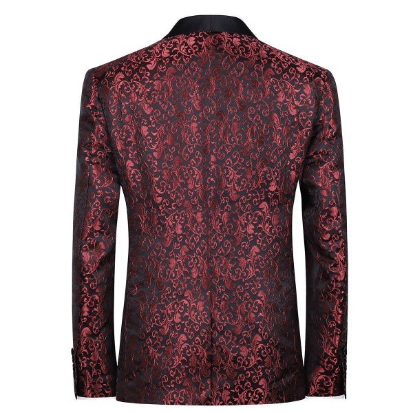 Mens Floral Embroidered 1 Button Tuxedo Jacket - Blu Lotus Boutique