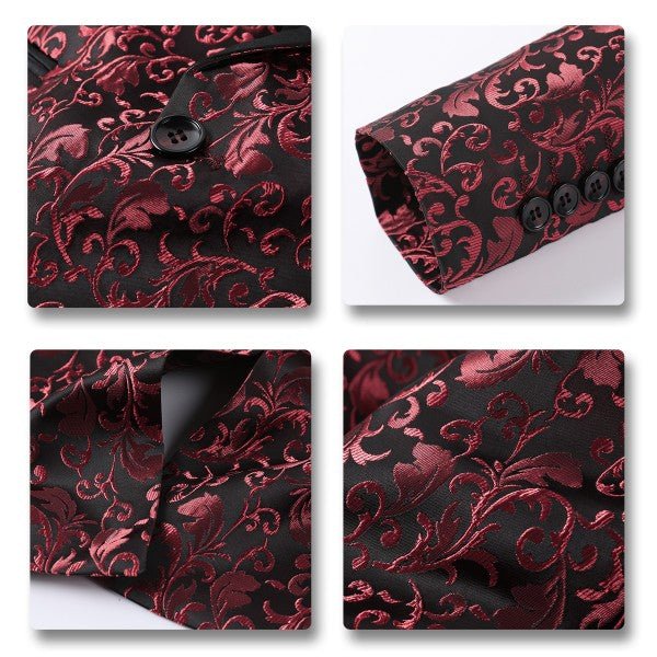 Mens Floral Embroidered 1 Button Tuxedo Jacket - Blu Lotus Boutique