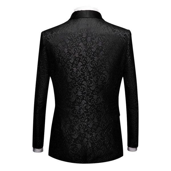Mens Floral Embroidered 1 Button Tuxedo Jacket - Blu Lotus Boutique