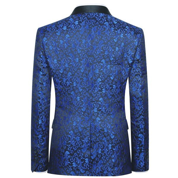 Mens Floral Embroidered 1 Button Tuxedo Jacket - Blu Lotus Boutique