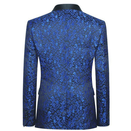 Mens Floral Embroidered 1 Button Tuxedo Jacket - Blu Lotus Boutique