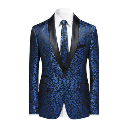 Mens Floral Embroidered 1 Button Tuxedo Jacket - Blu Lotus Boutique