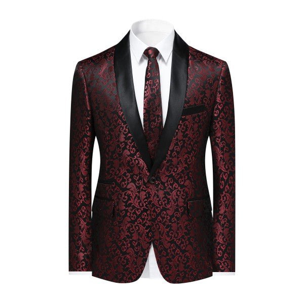 Mens Floral Embroidered 1 Button Tuxedo Jacket - Blu Lotus Boutique