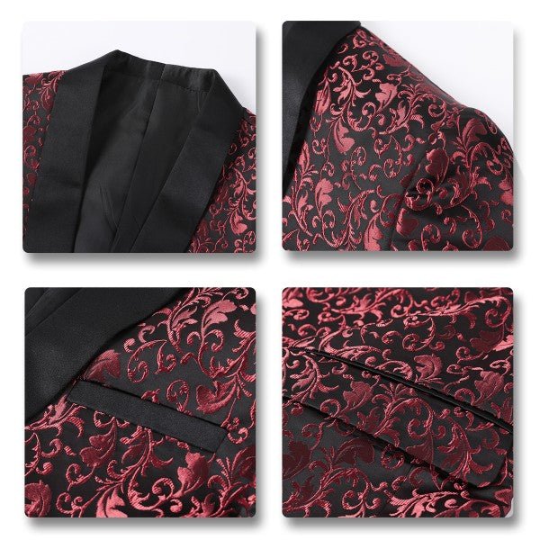 Mens Floral Embroidered 1 Button Tuxedo Jacket - Blu Lotus Boutique