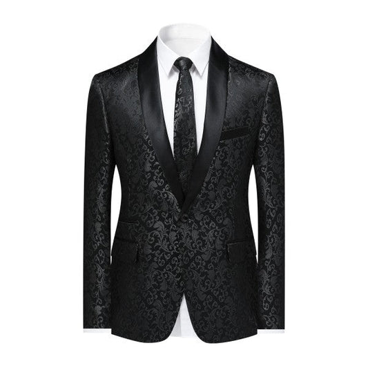 Mens Floral Embroidered 1 Button Tuxedo Jacket - Blu Lotus Boutique