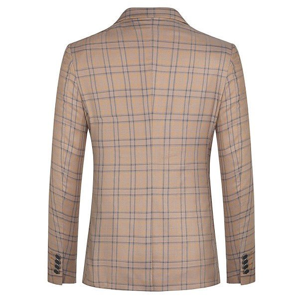 Mens Plaid 1 Button Blazer Jacket Style A - Blu Lotus Boutique