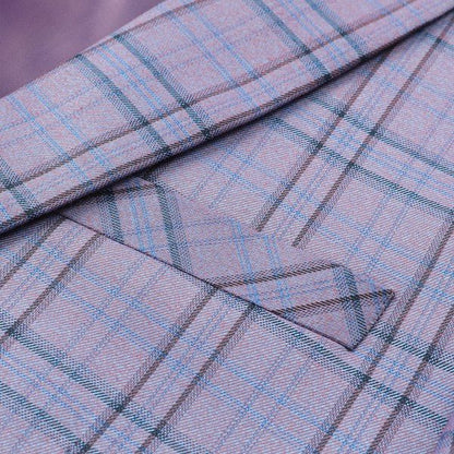 Mens Plaid 1 Button Blazer Jacket Style A - Blu Lotus Boutique