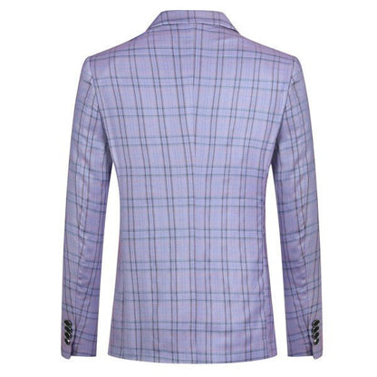 Mens Plaid 1 Button Blazer Jacket Style A - Blu Lotus Boutique