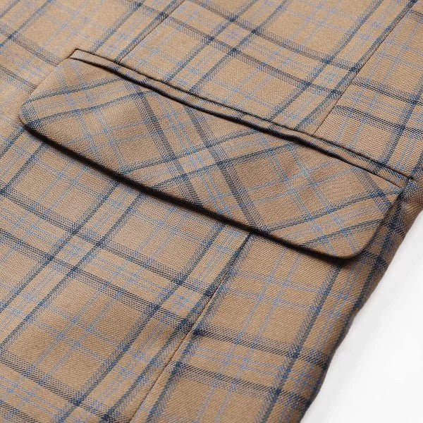 Mens Plaid 1 Button Blazer Jacket Style A - Blu Lotus Boutique