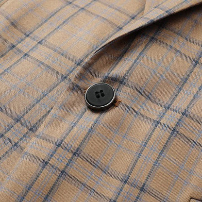 Mens Plaid 1 Button Blazer Jacket Style A - Blu Lotus Boutique
