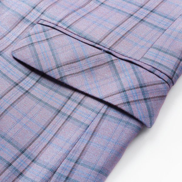 Mens Plaid 1 Button Blazer Jacket Style A - Blu Lotus Boutique