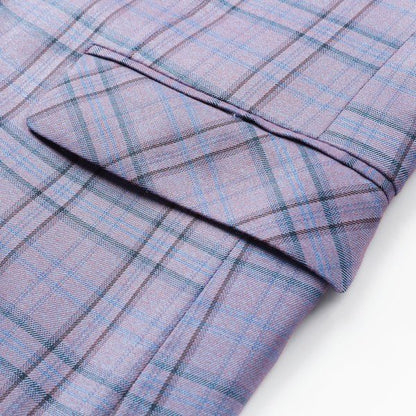 Mens Plaid 1 Button Blazer Jacket Style A - Blu Lotus Boutique