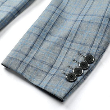 Mens Plaid 1 Button Blazer Jacket Style A - Blu Lotus Boutique