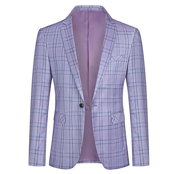 Mens Plaid 1 Button Blazer Jacket Style A - Blu Lotus Boutique