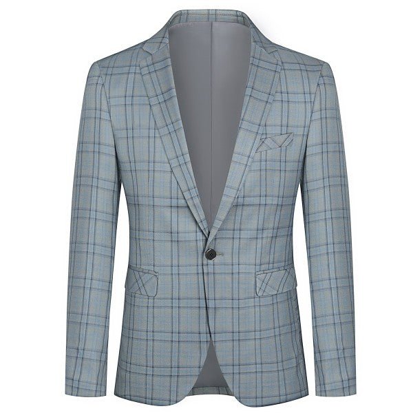 Mens Plaid 1 Button Blazer Jacket Style A - Blu Lotus Boutique
