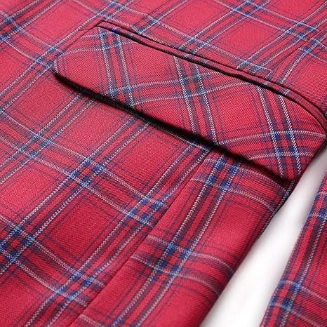 Mens Plaid 1 Button Blazer Jacket Style B - Blu Lotus Boutique