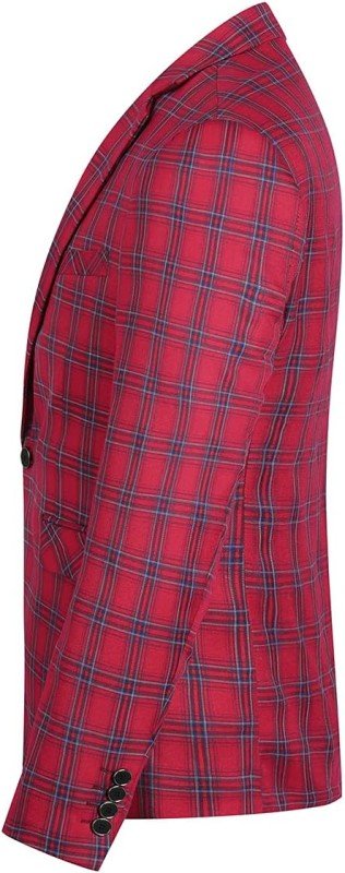 Mens Plaid 1 Button Blazer Jacket Style B - Blu Lotus Boutique