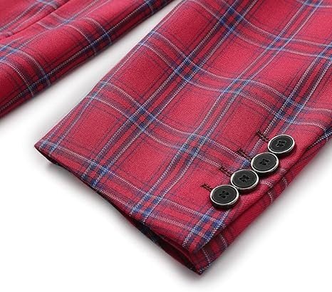 Mens Plaid 1 Button Blazer Jacket Style B - Blu Lotus Boutique