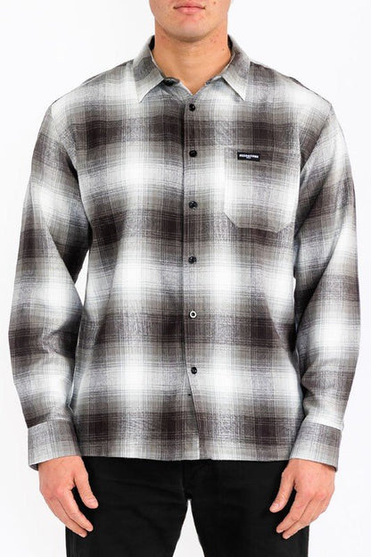 Mens Plaid Long Sleeve Flannel - Blu Lotus Boutique