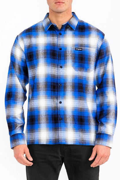 Mens Plaid Long Sleeve Flannel - Blu Lotus Boutique