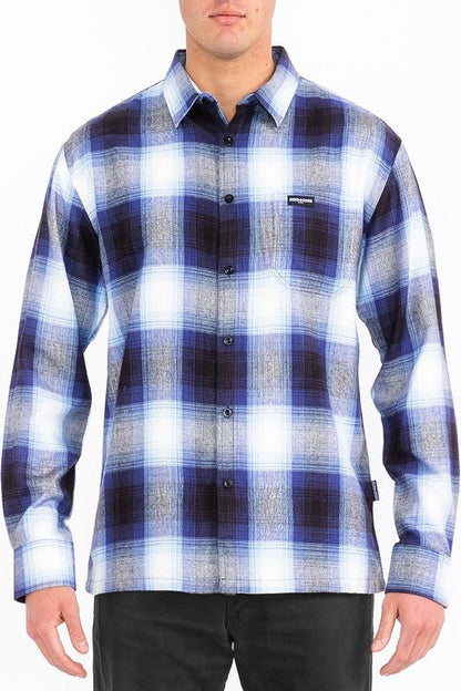 Mens Plaid Long Sleeve Flannel - Blu Lotus Boutique