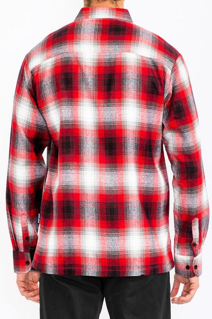 Mens Plaid Long Sleeve Flannel - Blu Lotus Boutique