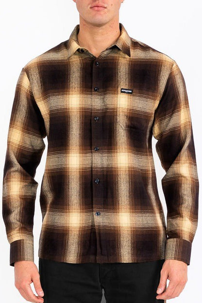 Mens Plaid Long Sleeve Flannel - Blu Lotus Boutique