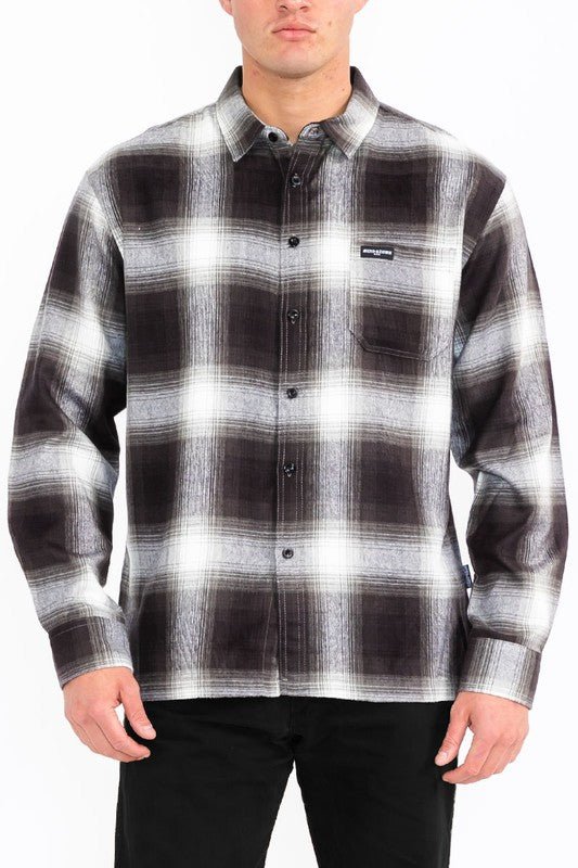 Mens Plaid Long Sleeve Flannel - Blu Lotus Boutique