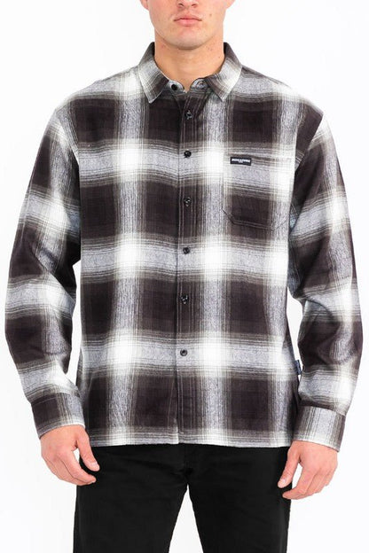 Mens Plaid Long Sleeve Flannel - Blu Lotus Boutique
